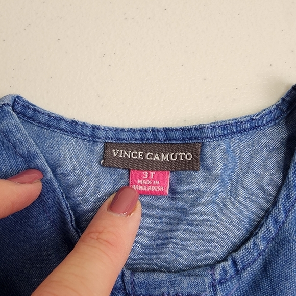 Vince Camuto Toddler Girls Floral Embroidered Designer Jean Jumpsuit - Size 3T - Picture 8 of 9